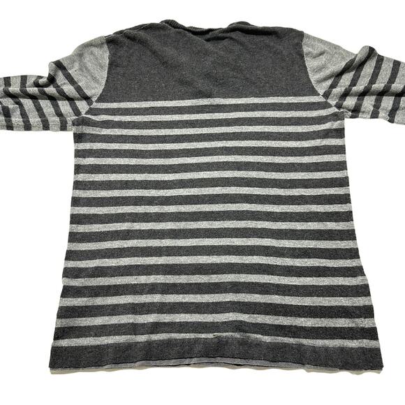 Y2K GUESS Sweater Women Size M Gray Striped Cotton Preppy V Neck Long Sleeve - Picture 2 of 8